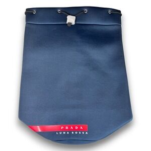 Prada Luna Rossa Beauty Drawstring Bucket Bag Navy Neoprene New
